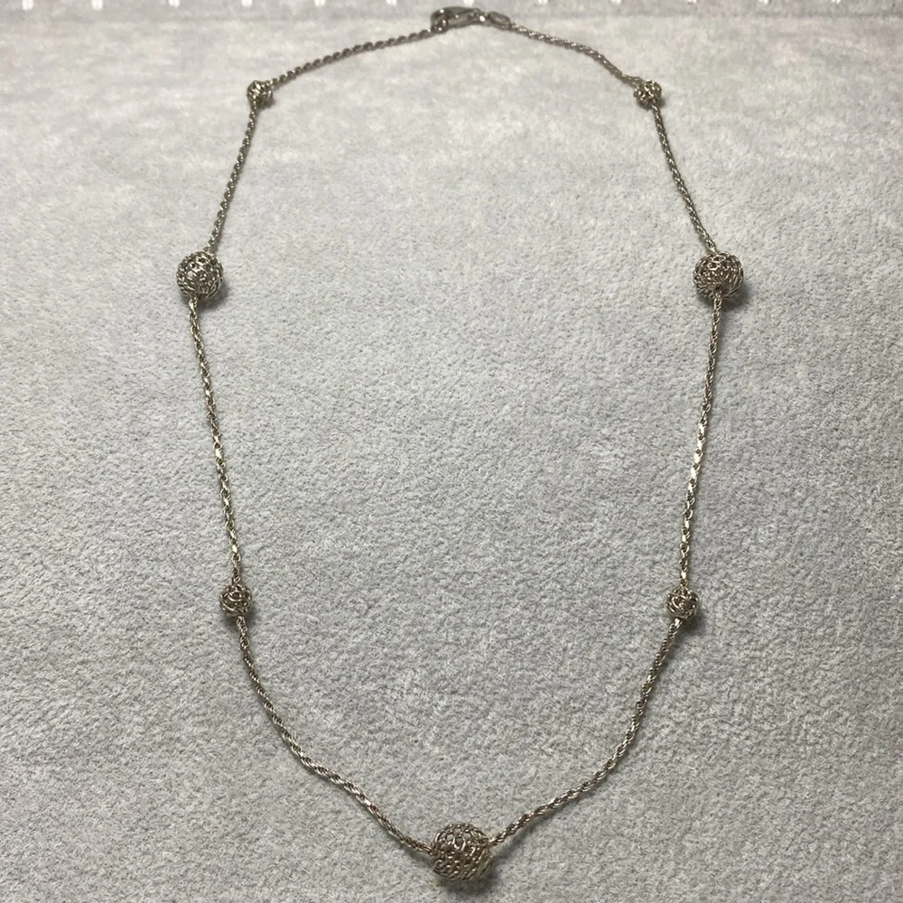 Sterling Silver Italian Woven Ball Chain Necklace 17” 925